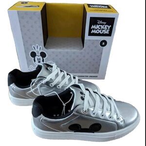 Disney Mickey Mouse Metallic Silver Children’s Character Sneakers Size 2